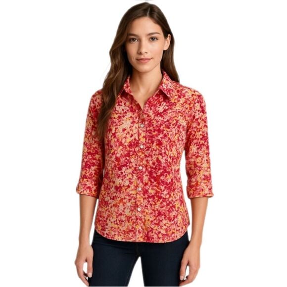 Coldwater Creek Pink and Yellow blouse, XS - Picture 1 of 6
